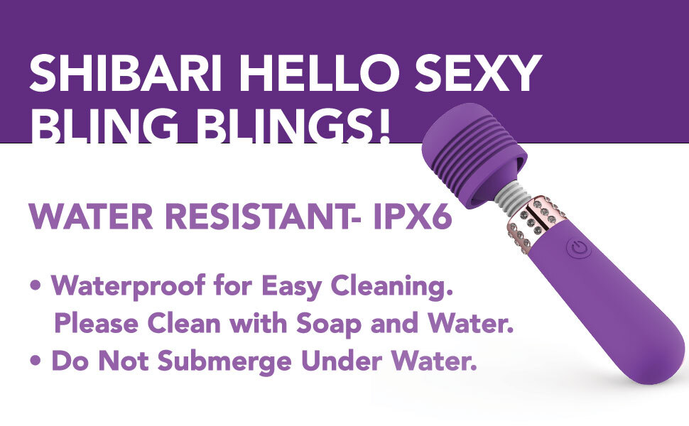 shibari bling bling wand is water resistant for easy cleaning do not submerge under water
