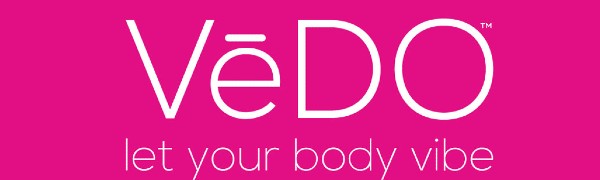VeDO Toys Logo in Pink background with white font Let Your Body Vibe