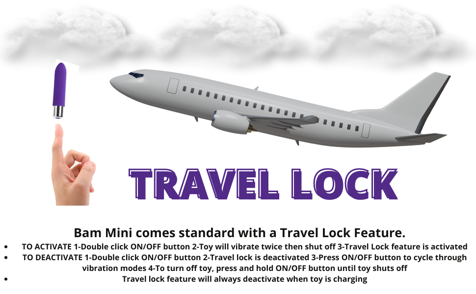 travel lock feature for the bam how to instructions for activating airplane mode adult toy stays off