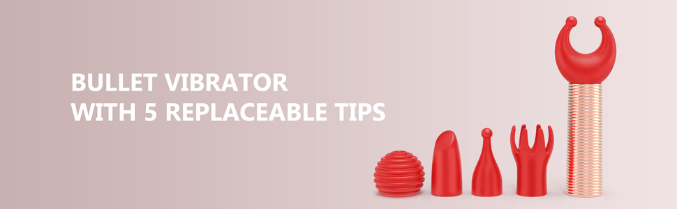 Bullet vibrator with 5 replaceable tips