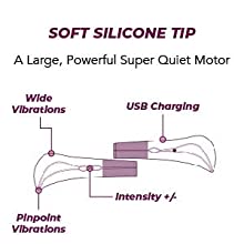 Soft Silicone Tip Vibrator, female vibrator, quiet vibrator, rechargeable vibrator, stimulator