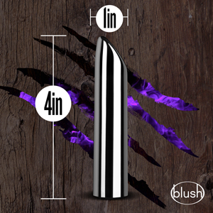 blush novelties the realm silver rechargeable bullet 4 inch height 1 inch width