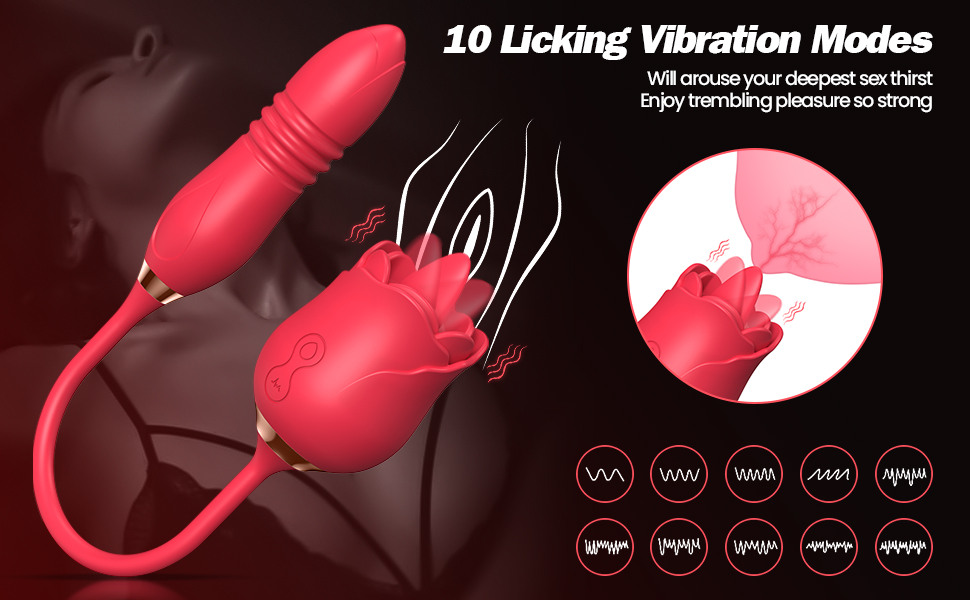 Rose Sex Toys for Women - Adult Rose Toy Vibrator with Thrusting Dildo for Woman Couples