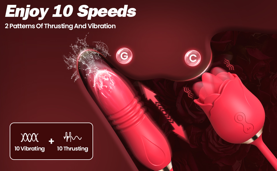 Rose Sex Toys for Women - Adult Rose Toy Vibrator with Thrusting Dildo for Woman Couples