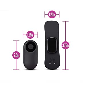 temptasia wearable panty vibe standing next to controller with measurements
