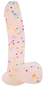 get lucky confetti peen dildo with suction cup base made with Premium grade silicone