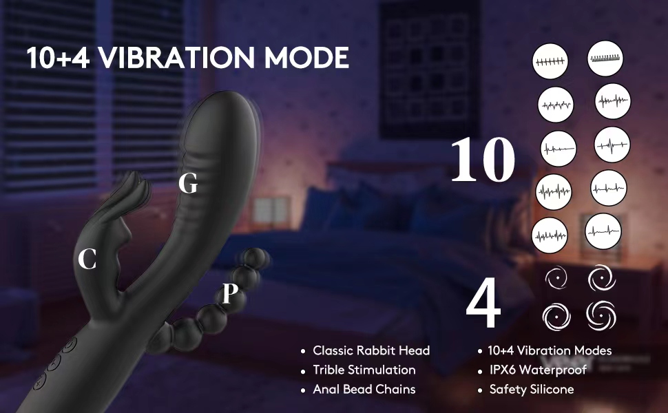 tongue lick classic rabbit head safety silicone trible stimulation anal bead chains