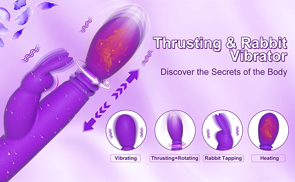 waterproof purple thrusting and rabbit vibrator dildo vibrating wand sex toy for her pleasure