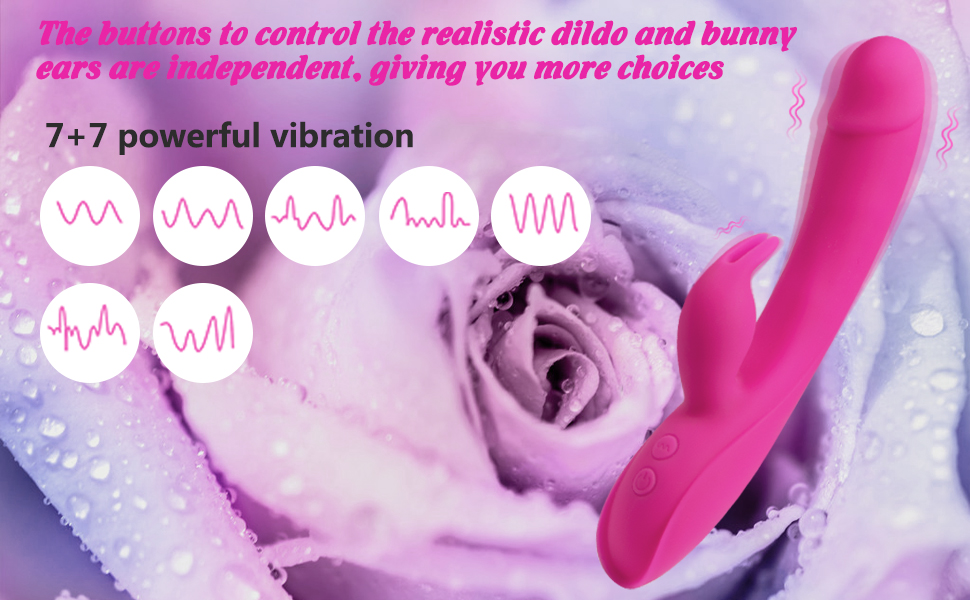 The buttons to control the realistic dildo and bunny ears are independent, giving you more choices