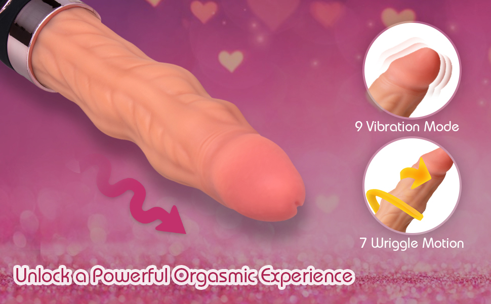 Wiggling vibrating dildo feature 7 wriggle motion and 9 vibration speeds